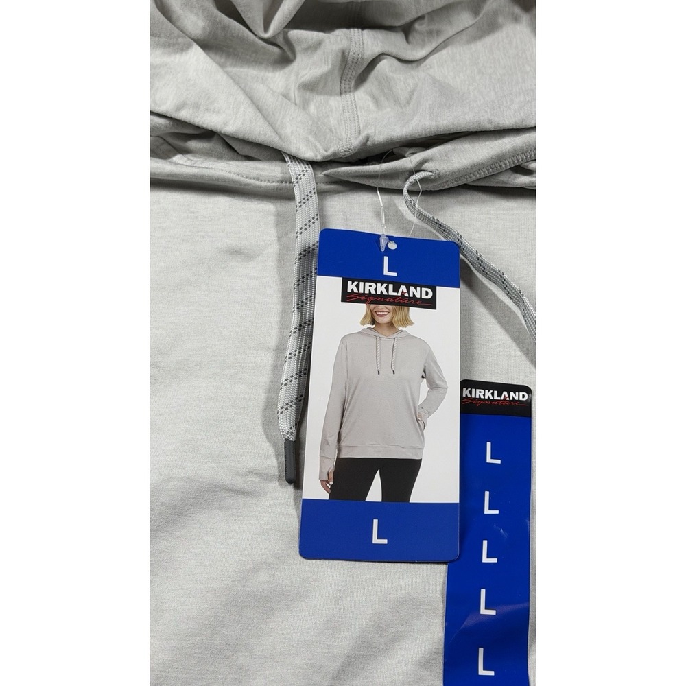 Kirkland Signature Lightweight Pullover Womens Large Light Gray Hood Pockets
